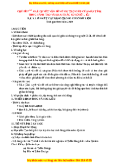 Giáo án Bài 25 Tin 11 Tin học ứng dụng Cánh diều: Liên kết các bảng trong cơ sở dữ liệu