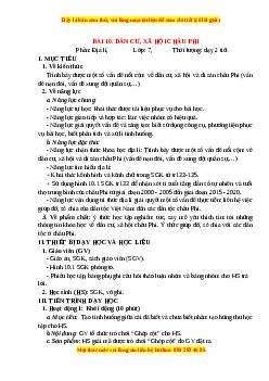 Giáo án Bài 10 Địa lí 7 Chân trời sáng tạo: Dân cư, xã hội châu Phi