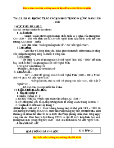Giáo án Bài 19 Lịch sử 9: Phong trào cách mạng trong những năm 1930-1939