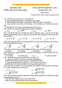 Đề thi thử Vật Lí trường Chuyên Sư Phạm năm 2021