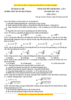Đề thi thử Vật Lí trường Chuyên Sư Phạm năm 2021