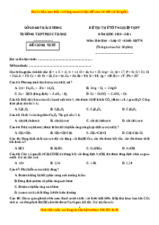 Đề thi thử Hóa Học trường Phúc Thành năm 2021