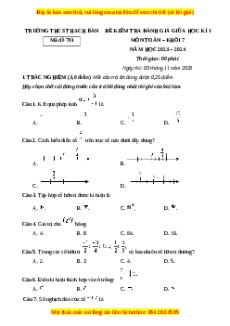 Đề thi giữa kì 1 Toán 7 trường THCS Thạch Bàn - Hà Nội