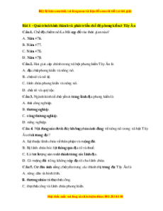 Bộ trắc nghiệm Lịch sử 7 Chân trời sáng tạo có đáp án