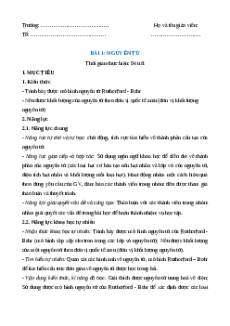 Giáo án Bài 1 Hóa học 7 Cánh diều: Nguyên tử