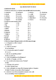 Trắc nghiệm Unit 5: Being part of asean Tiếng Anh 11 - Nguyễn Ngọc Châu