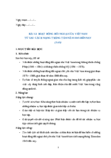 Giáo án Bài 13 Lịch sử 12 Chân trời sáng tạo (2024): Hoạt động đối ngoại của Việt Nam từ sau Cách mạng tháng Tám