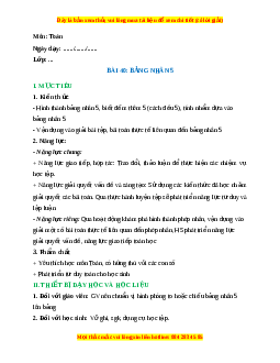 Giáo án Bảng nhân 5 Toán lớp 2 Kết nối tri thức