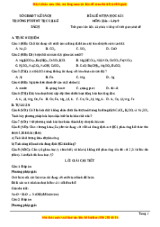 Đề thi cuối kì 1 Hóa học 9 Phòng GD&ĐT Tam Dương