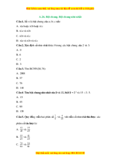 Trắc nghiệm Bội chung. Bội chung nhỏ nhất Toán 6 Chân trời sáng tạo