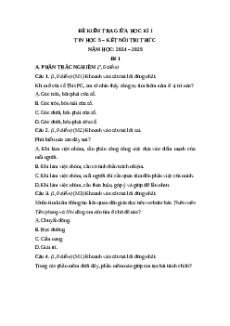 Đề thi giữa kì 1 Tin học lớp 5 Kết nối tri thức (Đề 1)