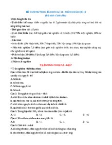 Đề cương giữa kì 2 Hóa học 10 Cánh diều