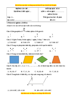Đề thi cuối kì 2 Toán lớp 4 Cánh diều - Đề 3