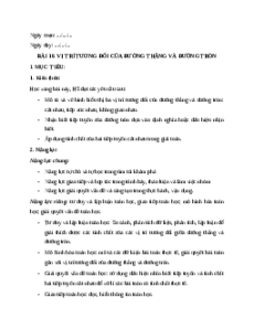 Giáo án Vị trí tương đối của đường thẳng và đường tròn Toán 9 Kết nối tri thức