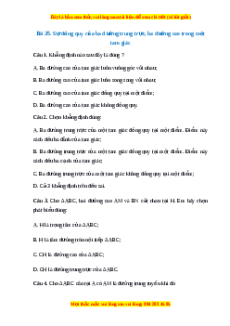 Trắc nghiệm Sự đồng quy của ba đường trung trực, ba đường cao trong một tam giác Toán 7 Kết nối tri thức
