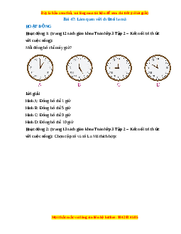 Giải Sgk Toán lớp 3 Bài 47: Làm quen với chữ số La Mã (Kết nối tri thức)