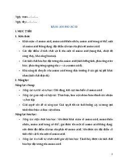 Giáo án Bài 6 Hóa học 12 Cánh Diều: Amino acid