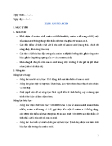 Giáo án Bài 6 Hóa học 12 Cánh Diều: Amino acid