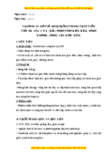 Giáo án Hình tam giác đều. hình vuông. hình lục giác đều Toán 6 Kết nối tri thức