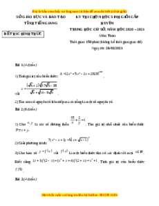 Đề thi HSG Toán 9 Cấp tỉnh - Tiền Giang năm học 2020 - 2021 có đáp án