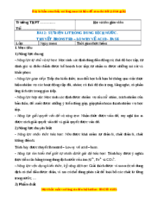 Giáo án Sự điện li trong dung dịch nước. Thuyết Br∅nsted – Lowry về acid - base Hóa học 11 Cánh diều