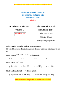 Đề thi cuối kì 1 Toán 6 Chân trời sáng tạo (Đề 1)