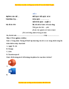 Đề thi giữa kì 2 Tin học lớp 4 Kết nối tri thức (Đề 4)