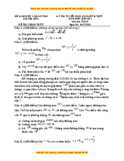 Đề thi vào 10 môn Toán tỉnh Khánh Hòa (Hệ không chuyên) năm 2021