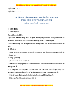 Giáo án Bài 13 Lịch sử 10 Chân trời sáng tạo (2024): Cơ sở hình thành văn minh Đông Nam Á cổ - trung đại