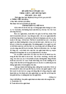 Đề thi cuối kì 1 Tiếng Việt lớp 5 Kết nối tri thức (Đề 6)