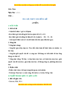 Giáo án Giờ, Phút, Xem đồng hồ Toán 2 Chân trời sáng tạo