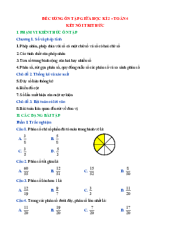 Đề cương ôn tập giữa học kì 2 Toán lớp 4 Kết nối tri thức