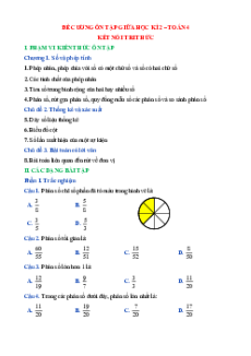 Đề cương ôn tập giữa học kì 2 Toán lớp 4 Kết nối tri thức