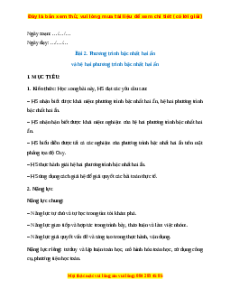 Giáo án Phương trình bậc nhất hai ẩn và hệ hai phương trình Toán 9 Chân trời sáng tạo