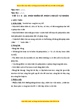 Giáo án Phép nhân và phép chia số tự nhiên Toán 6 Kết nối tri thức