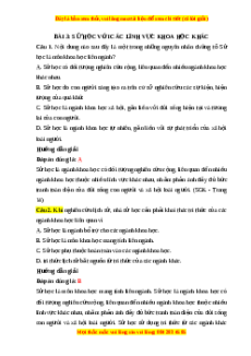 Trắc nghiệm Lịch sử 10 Bài 3 Chân trời sáng tạo: Sử học với các lĩnh vực khoa học khác