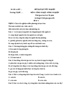 Đề ôn thi Tốt nghiệp Công nghệ (Định hướng Nông nghiệp) - Đề 4