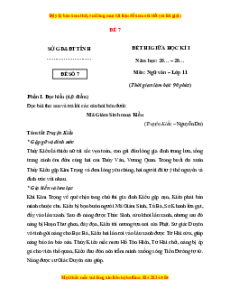 Đề thi giữa kì 1 Ngữ văn 11 Cánh diều ( đề 7)