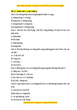 Trắc nghiệm Bài 13 Địa lí 10 Chân trời sáng tạo: Nước biển và đại dương