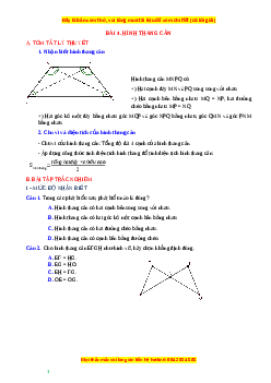 Chuyên đề Hình thang cân Toán 6 Cánh diều
