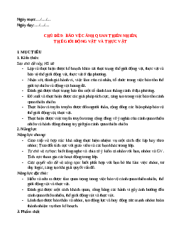 Giáo án Chủ đề 9: Bảo vệ cảnh quan thiên nhiên, thế giới động vật và thực vật HĐTN 12 Chân trời sáng tạo