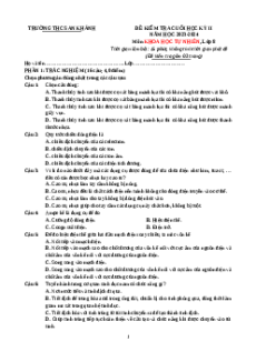 Đề thi cuối kì 2 KHTN (nối tiếp) 8 Kết nối tri thức trường THCS An Khánh Cần Thơ