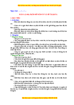 Giáo án Bài 21 Địa lí 10 Chân trời sáng tạo (2024): Phân bố dân cư và đô thị hóa
