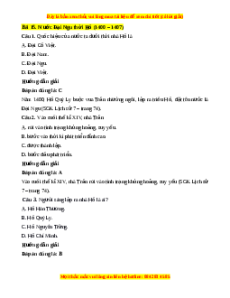 Trắc nghiệm Lịch sử 7 Bài 15 Kết nối tri thức: Nước Đại Ngu thời Hồ (1400 - 1407)