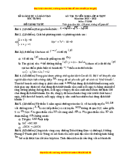 Đề thi vào 10 môn Toán tỉnh Sóc Trăng năm 2022