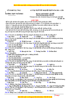 Đề thi thử Địa Lí trường Trần Phú lần 1 năm 2021