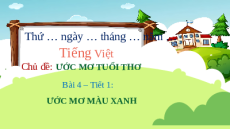 Giáo án Powerpoint Bài 4: Ước mơ màu xanh Tiếng việt lớp 3 Chân trời sáng tạo
