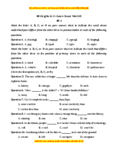 Đề thi giữa kì 2 Tiếng Anh 8 ilearn smart world (Đề 4)