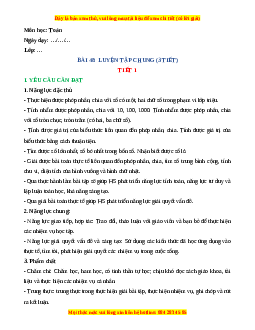 Giáo án Luyện tập chung Toán 4 Kết nối tri thức