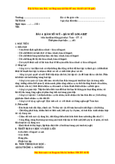 Giáo án Hàm số mũ. Hàm số lôgarit Toán 12 Giải tích